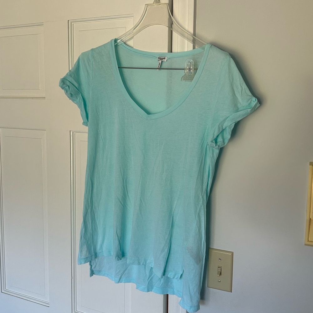 Splendid Aqua V-Neck Short Sleeve Top size Medium from Anthropologie